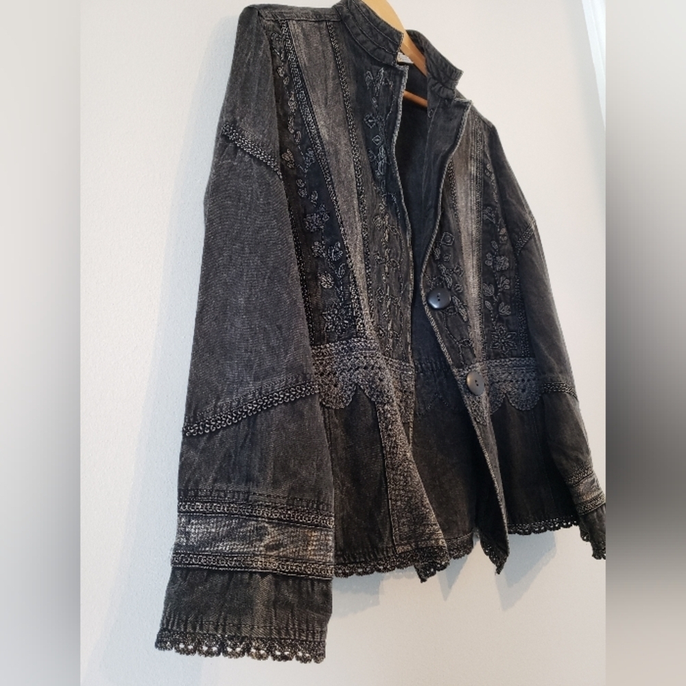 Flashback | Jackets Charcoal Embroidered Denim Jacket - Picture 9 of 10